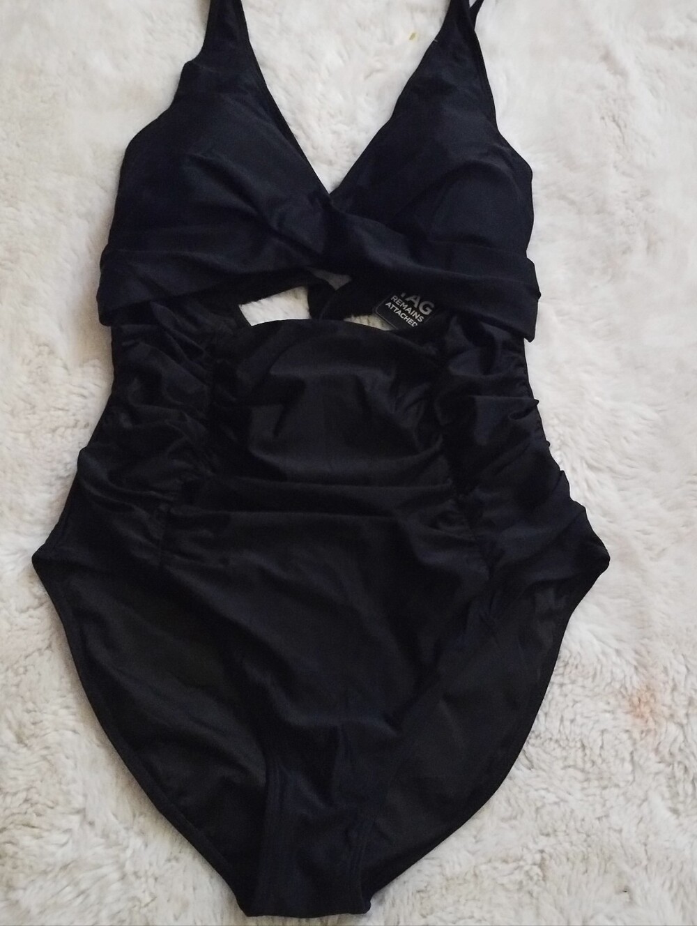 AG Adriano Goldschmied Black Ruched Cutout One-Piece Swimsuit